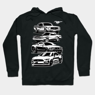 Ford Mustang first generation to latest model Eco boost 2016 illustration graphics Hoodie